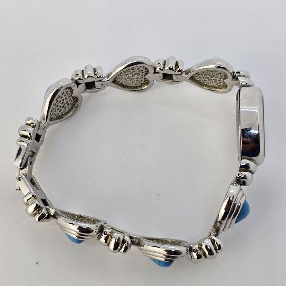 Park Lane 18MM Women's Watch Gray Tone Dial Turquoise Hearts Band 7" New Battery - Picture 13 of 16